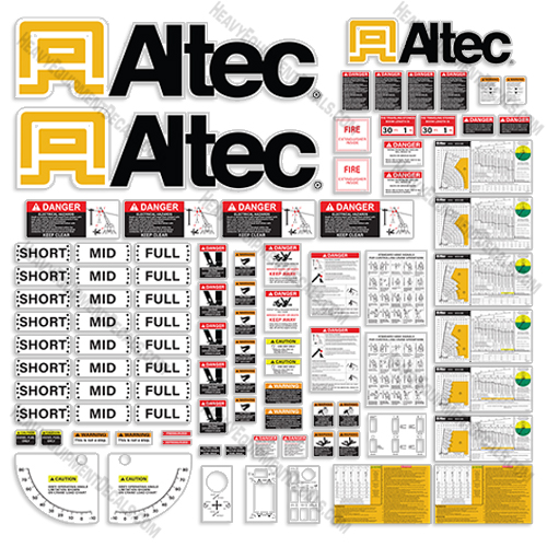 Fits Altec AC2395B Decal Kit With Safety Stickers - Boom Truck ac, 2395, b, 2395b, crane truck, decal kit,