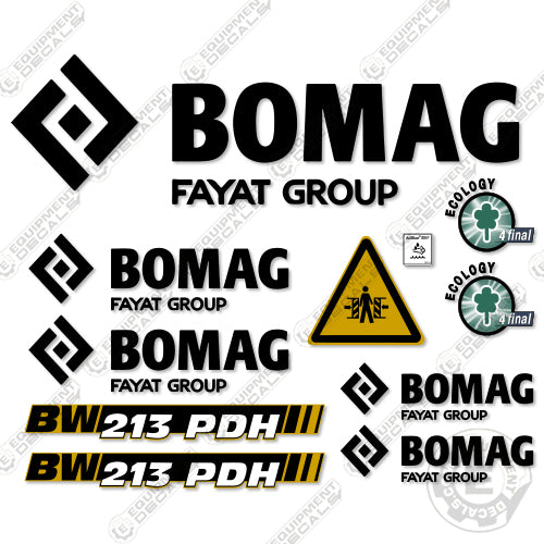 Fits Bomag BW 213 PDH Single Drum Roller Decal Kit 213pdh, bw213, bw213pdh, decal kit