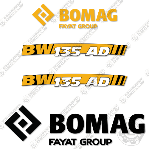 Fits Bomag BW135AD Roller Decal Kit 135ad, ad, bomag, BW, decal kit