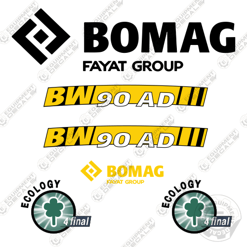 Fits Bomag BW90AD Decal Kit Roller 90AD, ad, bomag, bw90ad, decal kit, roller