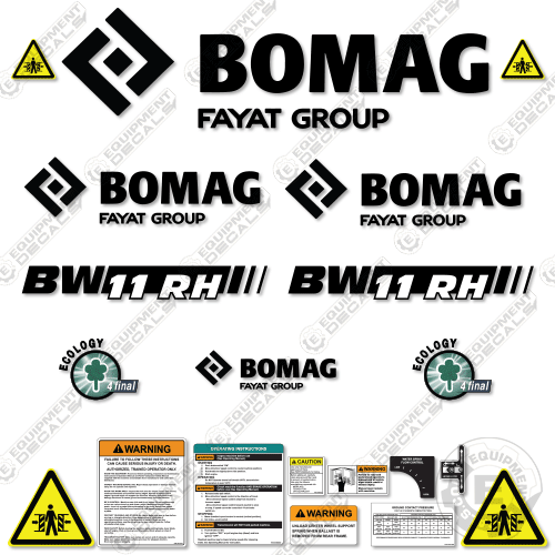 Fits Bomag BW 11 RH Drum Roller Decal Kit 11, bomag, bw11rh, decal kit