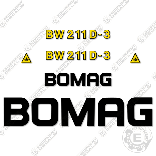 Fits Bomag BW 211 D-3 Decal Kit Compactor 211, 211d, bw 211, bw-211d, bw211d, bw211d-3, decal kit