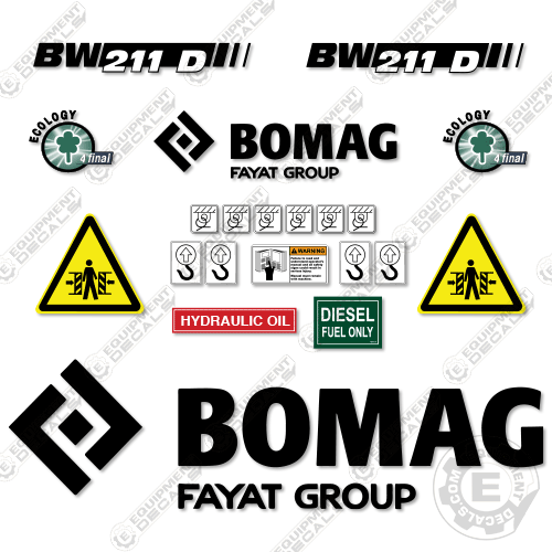 Fits Bomag BW 211 D Decal Kit Roller 211, 211d, bw 211, bw-211d, bw211d, decal kit