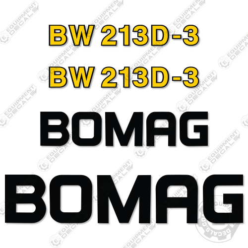 Fits Bomag BW213D-3 Decal Kit Roller 213d-3, bw213d-3, decal kit