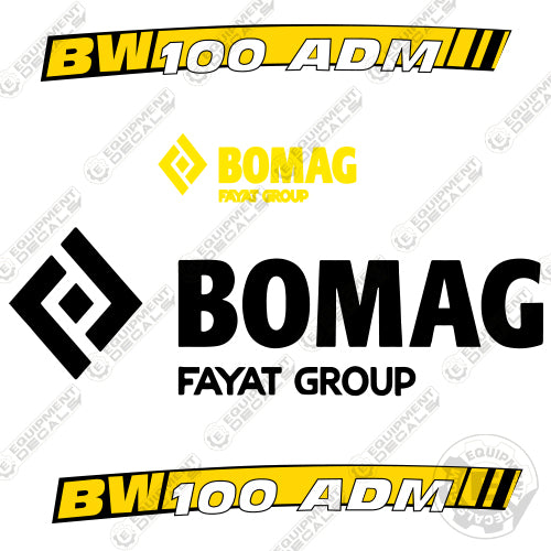 Fits Bomag BW 100 ADM Tandem Vibratory Roller Decal Kit 100, 100 adm, 100ad, 100adm, 50, 90, 900, bomag, decal kit