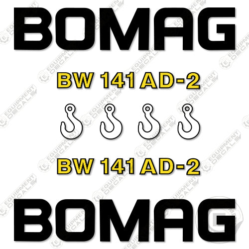 Fits Bomag BW141AD-2 Decal Kit Roller 141, ad, ad2, bomag, bw141, decal kit, roller