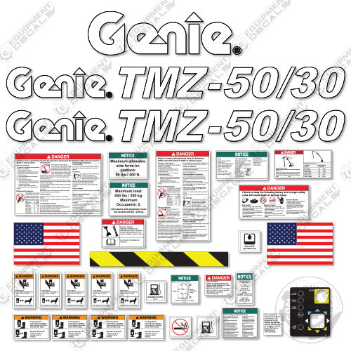 Fits Genie TMZ-50/30 Decal Kit Towable Boom Lift 30, 50, 50/30