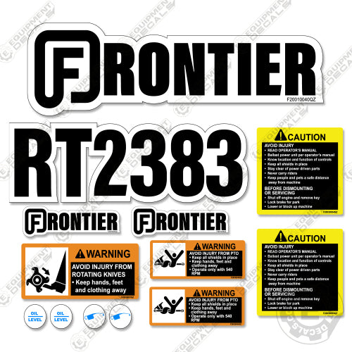 Fits Frontier RT2383 Decal Kit Tractor Rotor Tiller decal kit