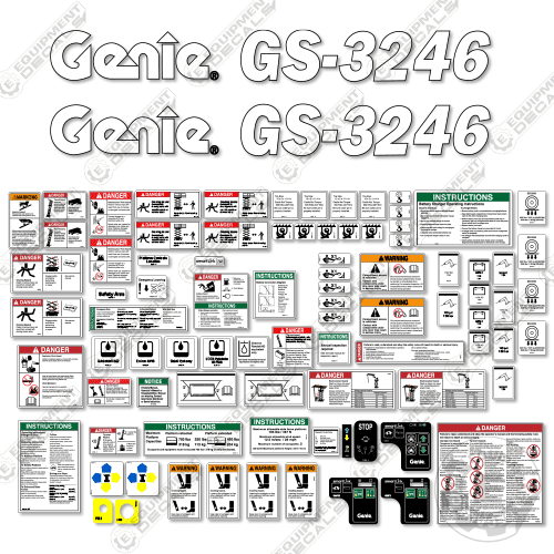 Fits Genie GS3246 Decal Kit Scissor Lift (SN GS3246A-110000 to GS4615A-137426) 3246, GS3246