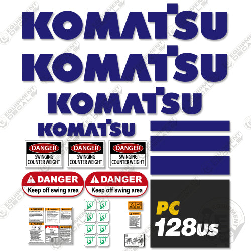 Fits Komatsu PC128US-10 Decal Kit Midi Excavator 128, 128us, decal kit, pc, pc128, pc128us, pc128us-10, pc128us10