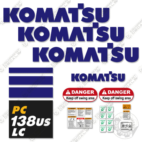 Fits Komatsu PC138USLC-10 Decal Kit Midi Excavator 138, 138uc-10, 138us, decal kit, pc, pc138, pc138us, pc138uslc