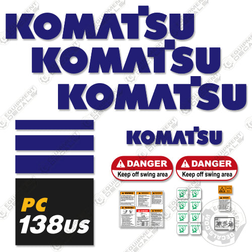 Fits Komatsu PC138US-10 Decal Kit Midi Excavator 138, 138uc-10, 138us, decal kit, pc, pc138, pc138us