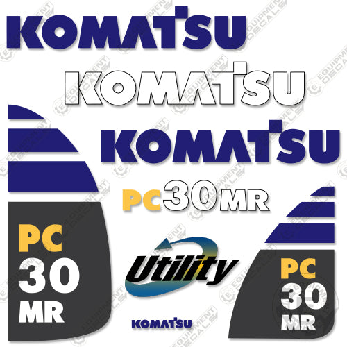 Fits Komatsu PC30MR-3 Decal Kit Mini Excavator 30, 30mr, decal kit, pc30, pc30mr