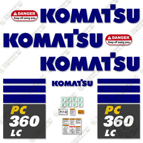 Fits Komatsu PC360LC-10 Decal Set Excavator Decals 360, 360-10, 360lc, 360lc-10, decal kit, pc360, pc360-10