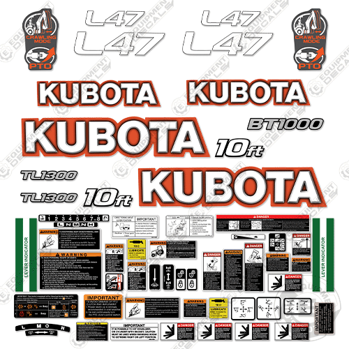 Fits Kubota L47 Decal Kit Backhoe Kubota