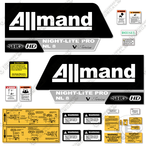 Fits Allmand Night Light Pro NL8 Decal Kit Light Tower decal kit, light, lite, night light, nightlight, nl, nl8, pro, protwo