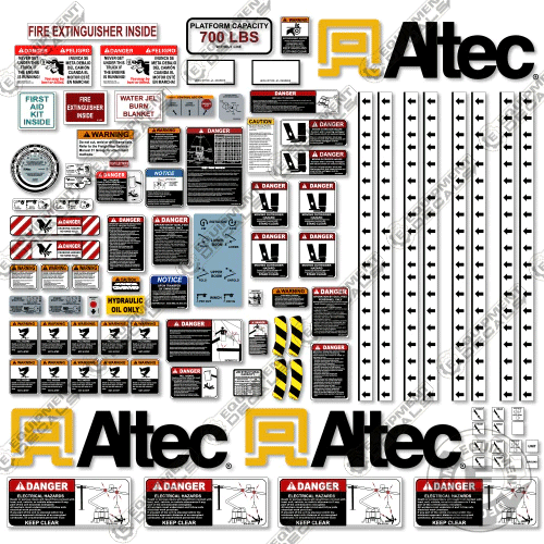 Fits Altec AN55E Decal Kit With Safety Stickers - Telehandler 55, 55e, an, an55e, crane truck, decal kit