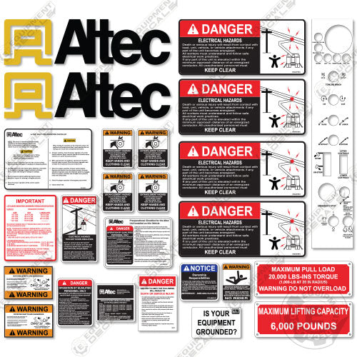 Fits Altec AT40C  Decal Kit With Safety Stickers - Boom Truck 755, aa755, aa755mh, crane truck, decal kit, mh