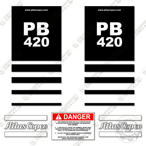 Fits Atlas Copco PB420 Decal Kit Hammer 420, decal kit, pb, pb-420, pb420