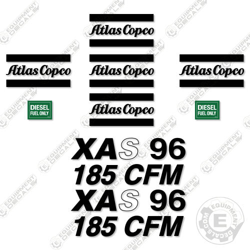 Fits Atlas Copco XAS96 Decal Kit Air Compressor 185, 96, decal kit, xas96