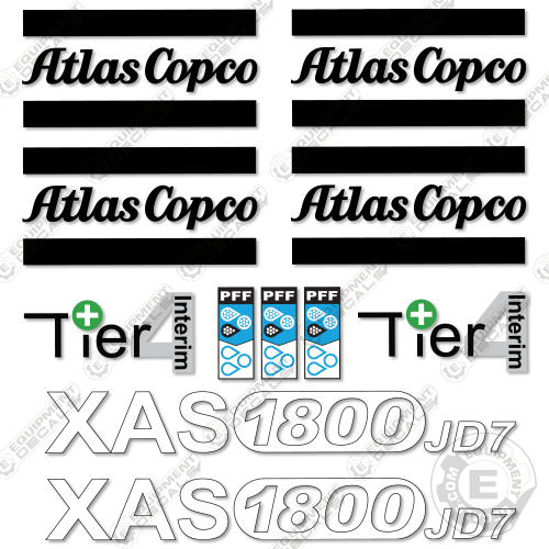 Fits Atlas Copco XAS1800 JD7 Decal Kit Air Compressor 1800, atlas, atlascopco, copco, decal kit, jd7, t4, tier 4, tier4, tir 4