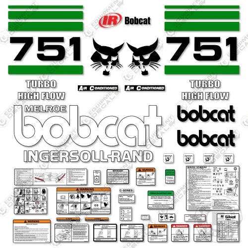 Fits Bobcat 751 Skid Steer Decal Kit (GREEN) decal kit