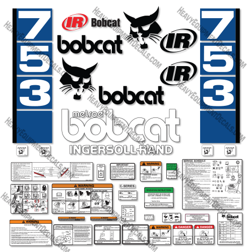 Fits Bobcat 753 Skid Steer Decal Kit - Vertical Stripes decal kit