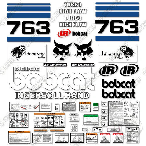 Fits Bobcat 763 Skid Steer Decal Kit - Horizontal Stripes decal kit