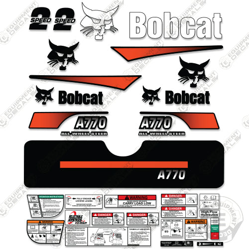 Fits Bobcat A-770 Compact Track Loader Skid Steer Decal Kit (Curved Stripes) decal kit