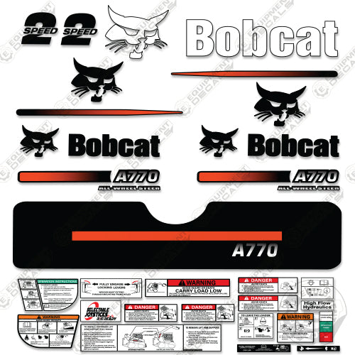 Fits Bobcat A-770 Compact Track Loader Skid Steer Decal Kit (Straight Stripes) decal kit