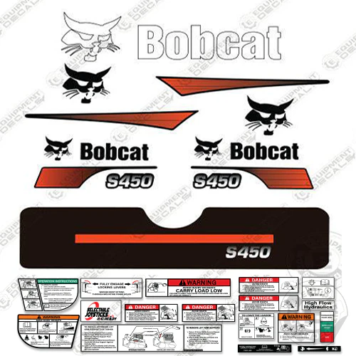 Fits Bobcat S-450 Skid Steer Decal Kit (Curved Stripe) 450, decal kit