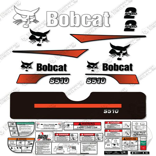 Fits Bobcat S-510 Skid Steer Decal Kit (Curved Stripes) 510, decal kit