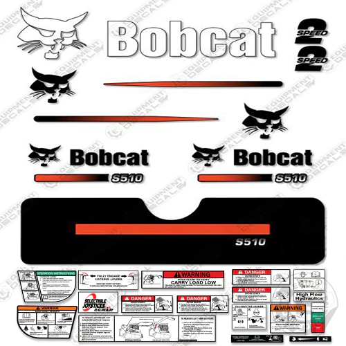 Fits Bobcat S-510 Skid Steer Decal Kit (Straight Stripes) 510, decal kit