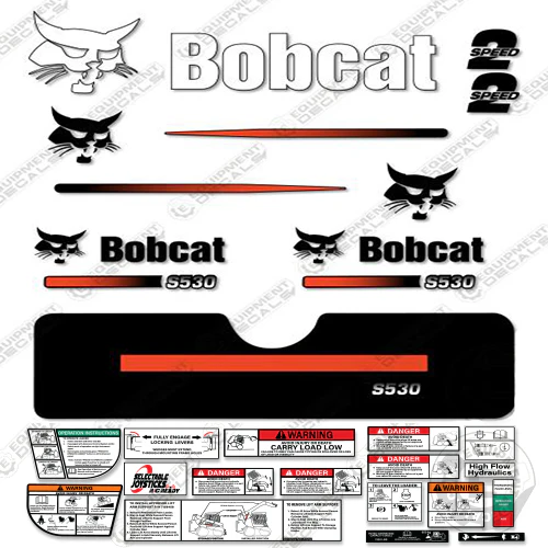 Fits Bobcat S-530 Skid Steer Decal Kit (Straight Stripes) 530, decal kit, s530