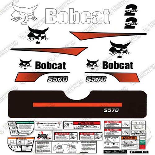 Fits Bobcat S-570 Skid Steer Decal Kit (Curved Stripes) 570, decal kit