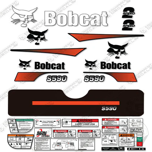 Fits Bobcat S-590 Skid Steer Decal Kit (Curved Stripes) 590, decal kit