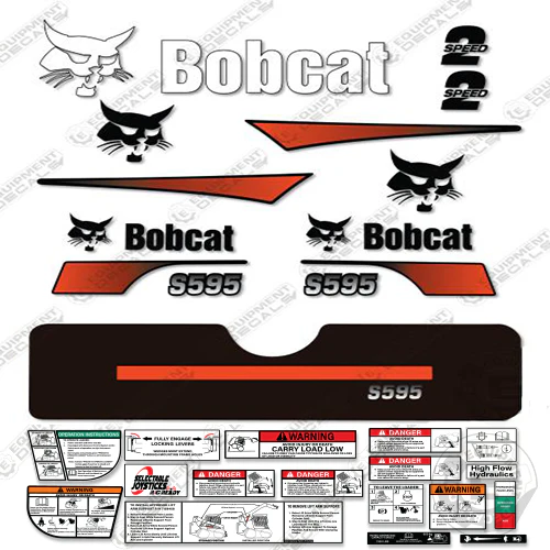 Fits Bobcat S-595 Skid Steer Decal Kit (Curved Stripes) 595, decal kit