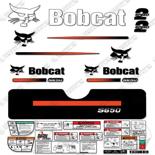 Fits Bobcat S-650 Compact Track Loader Skid Steer Decal Kit (Straight Stripes) 650, decal kit