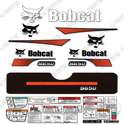 Fits Bobcat S-650 Compact Track Loader Skid Steer Decal Kit (Curved Stripes) 650, decal kit