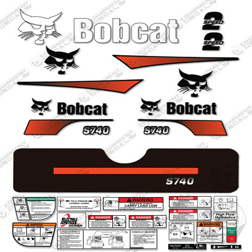 Fits Bobcat S-740 Compact Track Loader Skid Steer Decal Kit (Curved Stripes) 740, decal kit