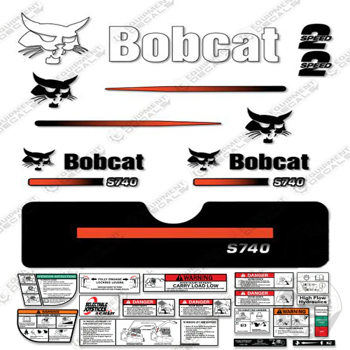 Fits Bobcat S-740 Compact Track Loader Skid Steer Decal Kit (Straight Stripes) 740, decal kit