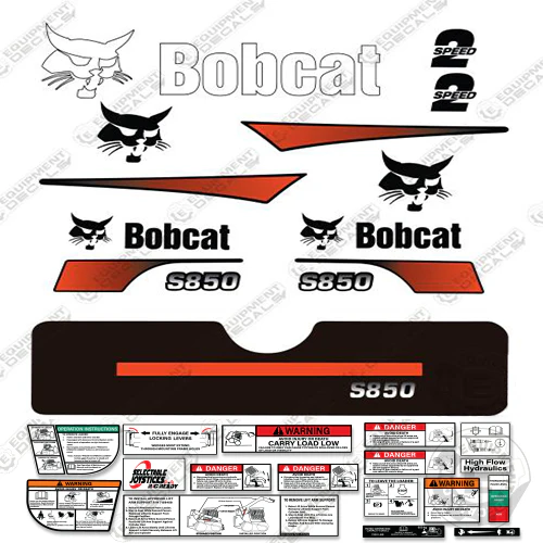 Fits Bobcat S-850 Compact Track Loader Skid Steer Decal Kit (Curved Stripes) 850, decal kit