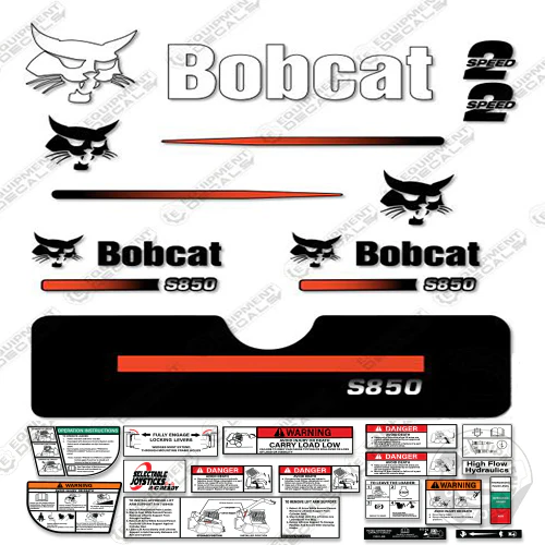 Fits Bobcat S-850 Compact Track Loader Skid Steer Decal Kit (Straight Stripes) 850, decal kit