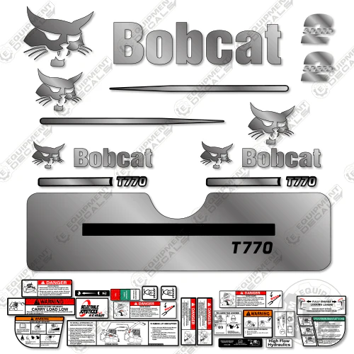 Fits Bobcat T-770 Compact Track Loader Decal Kit (Straight Stripes) CUSTOM SILVER decal kit