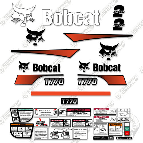 Fits Bobcat T-770 Skid Steer Decal Kit (Curved Stripes) - Alternate Rear Style decal kit, t-770, T770