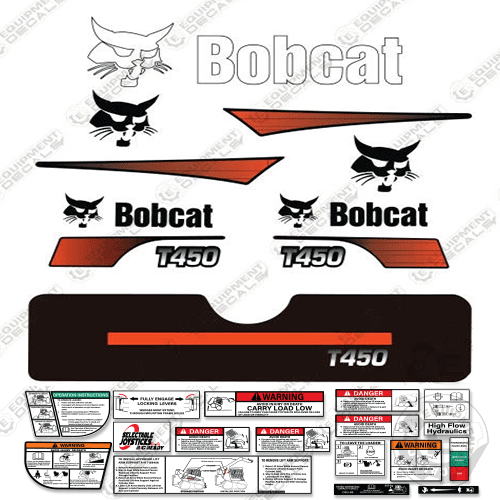 Fits Bobcat T-450 Compact Track Loader Skid Steer Decal Kit (Curved Stripes) 450, decal kit