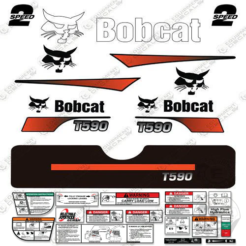 Fits Bobcat T-590 Skid Steer Decal Kit (Curved Stripes) decal kit