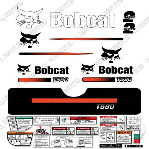 Fits Bobcat T-590 Compact Track Loader Skid Steer Decal Kit (Straight Stripes) decal kit