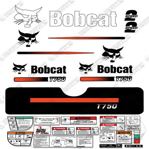 Fits Bobcat T-750 Skid Steer Decal Kit (Straight Stripes) decal kit