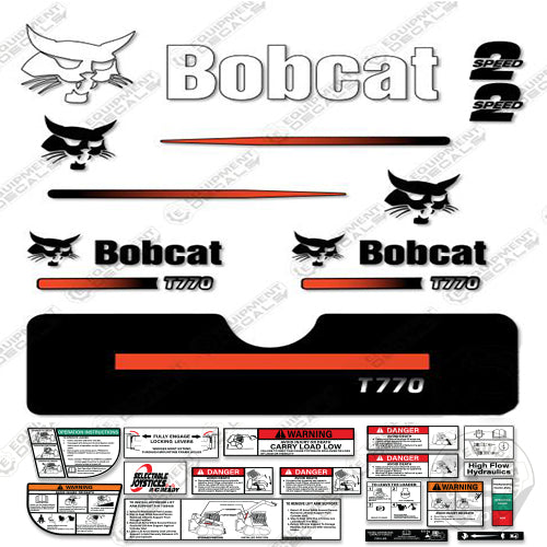 Fits Bobcat T-770 Compact Track Loader Skid Steer Decal Kit (Straight Stripes) decal kit